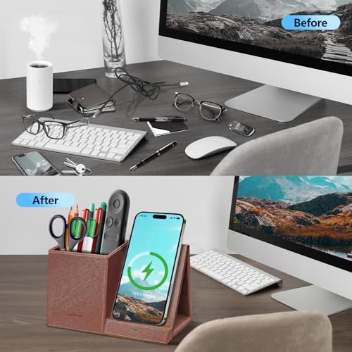 Pen Pencil Holder With Wireless Charger, Multifunctional Desk Organizer - Image 2