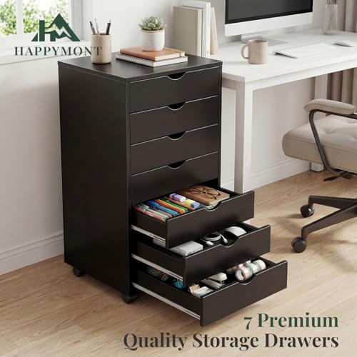 7 Drawer Mobile File Cabinet, Printer Stand with Wheels - Image 4