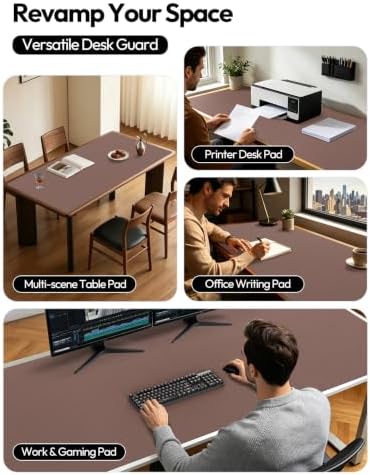 YSAGi Leather Desk Protector, Office Mat, Large Mouse Mat, Non-Slip PU Leather Blotter, Laptop Desk Mat, Waterproof Writing Pad for Office and Home(Chocolate, 63" x 24") - Image 3