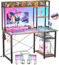 Cyclysio 39'' Gaming Desk with Hutch and Reversible Storage Shelves, Rustic by Cyclysio