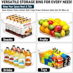 12 PACK Multi-Use Clear Plastic Storage Bins for Organizing w/ Labels - Home, Kitchen, Pantry, Bathroom, Office, Cabinet Shelf Organizer Bins - SOHO Collection, RV, Fridge Organization Containers -XL - Image 5