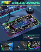 Wireless Charging Mouse Pad, RGB Gaming Mousepad, 31.5"x15.7" in - Image 5