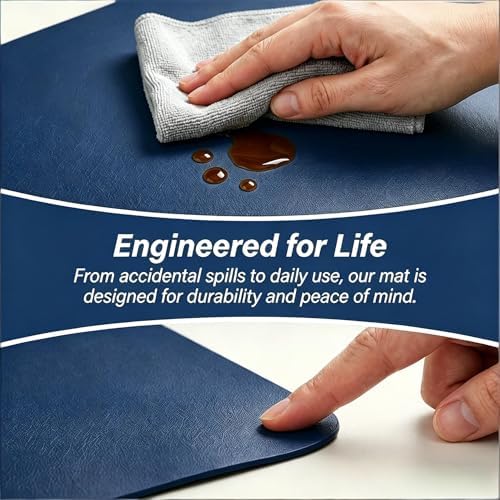 Desk Pad Mat Waterproof 24 x 31.5 Inches, Large Leather Navy Blue Desk Mat, Desktop Desk Matt, Computer Mouse Mat for Laptop Home Office Writing - Image 5