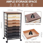 SYKIARIOL Rolling Cart with Drawers, 8 Drawers Utility Cart, Brown Gradient - Image 2