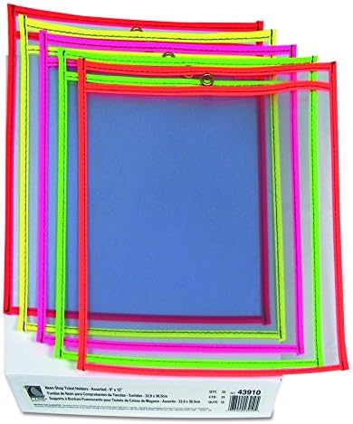 C-Line Neon Stitched Shop Ticket Holders, Assorted Neon Colors, 9 x 12 Inches, 25 per Box (43910) (Pack of 5) - Image 4
