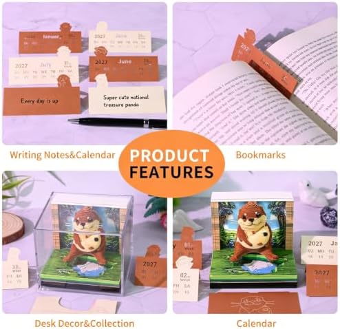 3D Memo Pad Time Piece Calendar 2027, 3D Tear-Off Art Desk Calendar 2027, Creative 3D Memo Pad Paper Art Tree House DIY Paper Carving Decoration (Mizuse) - Image 6
