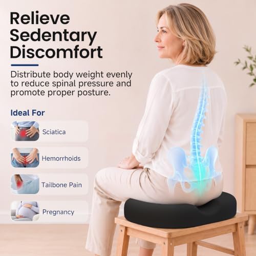 CloudBliss Donut Pillow Stadium Seat Cushion for Tailbone Pain Relief and Hemorrhoids, Memory Foam Seat Chair Cushion, Portable Seat Cushions for Bleachers, Car, Home & Office - Image 3