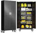 GAIOUS Metal Garage Storage Cabinet with Lock, Steel Tool Cabinet with 2 Doors and 5 Adjustable Shelves, 75” Tall Lockable File Cabinet with Wheels, Organization for Home Office Garage Gym - Black by GAIOUS
