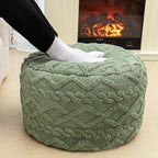 Round Pouf Ottoman, Single-Block Foam Core Foot Rest,Sage Green, 20x12In - Image 6