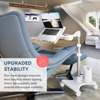 LEVO G2 Deluxe Rolling Laptop Stand with Mouse Tray, Silver & White - Image 6