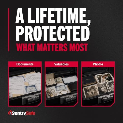 SentrySafe Fireproof Safe Box with Key Lock, Chest Safe with Carrying Handle to Secure Money, Jewelry, Documents, 0.25 Cubic Feet, 6.3 x 15.3 x 12.1 Inches, 1160 - Image 6