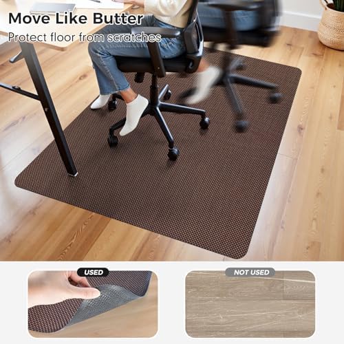 Sycoodeal Chair Mat, 40" x 55" Office Chair Mat for Hardwood and Tile Floor, Heavy Duty Floor Protector for Rolling Chairs, Non-Slip,Computer Mat for Home Office(Brown) - Image 4