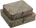 Hipiwe 2Pcs Flat Wicker Woven Basket with Lid Natural Seagrass Storage Box by Hipiwe