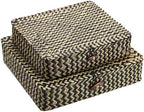 Hipiwe 2Pcs Flat Wicker Woven Basket with Lid Natural Seagrass Storage Box by Hipiwe