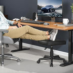 VECELO Under Desk Footrest, PU Ergonomic Foot Rest with Wheels, Comfort Padding, Height Adjustable for Relieving Leg Pain, Stiffness, Black - Image 3