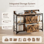 44" File Cabinet, Lateral Filing Cabinet for Home Office with 2 Drawers, Office Storage Cabinet with Lock and Key, Wooden Printer Stand with 4 Storage Shelves, Power Outlets, Bookshelf, Rustic Brown - Image 5