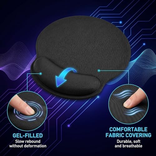 10 Pack Ergonomic Mouse Pad with Wrist Rest Support, Gel Memory Foam Computer Pad for Pain Relief & Comfort, Non-Slip Base for Gaming, Office, Home Use (Black) - Image 5