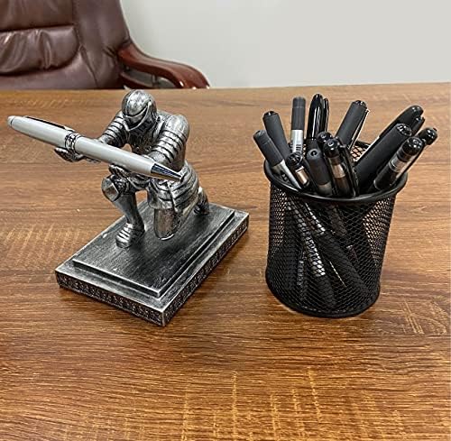 Executive Kneeling Knight Pen Holder with Pen - Unique Office Gifts - Image 3