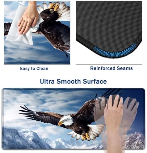 Large Mouse Pad + Keyboard Wrist Rest Set, Extended Gaming Mousepad (31.5X11.8 inch) with Non-Slip Rubber, Ergonomics Memory Foam Mouse Wrist Rest Support, Eagles in The Sky Pattern XXL Desk Pad - Image 3