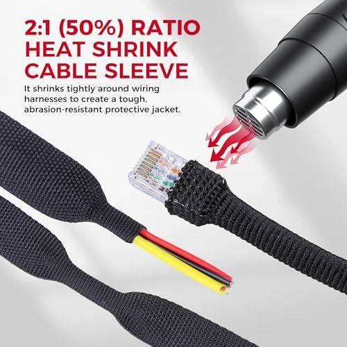 Wire Loom 2 in 1 Heat Shrinkable Fabric Tubing Wrap 1-1/8"-14FT - Image 3