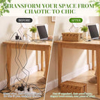2 PCS Handwoven Cable Management Box Cord Organizer Box Set with 2 Exits - Image 3