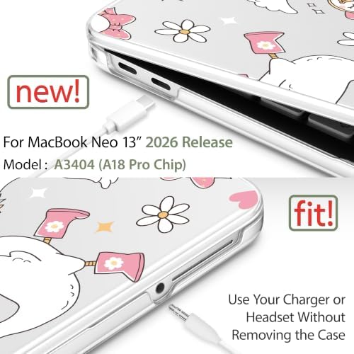 May Chen Compatible with MacBook Neo 13 inch Case 2026 Model A3404, Plastic Hard Shell,Keyboard Cover,Screen Protector,Dust Plug, for MacBook Neo 13" with A18 Pro Chip, Cute Goose Spring - Image 3
