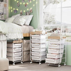 SYKIARIOL Rolling Cart with 5 Drawers,Art Craft Cart,White - Image 7