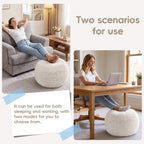 Hobestluk Stuffed Pouf Ottoman Footrest, Round Footstool,Small,Oatmeal - Image 3