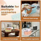 uxcell 2Pack Pantry Plastic Storage Baskets, 15.55x7.87x7.6 Stackable Organizer Container with Handle Organization Bins for Shelves Bathrooms Bedrooms Closet Desktop Cabinets, White - Image 4