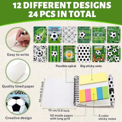 Sprial Notebooks with Pens Bulk, 48 Pack, 5.5 x 4.7 Inch, Soccer - Image 3