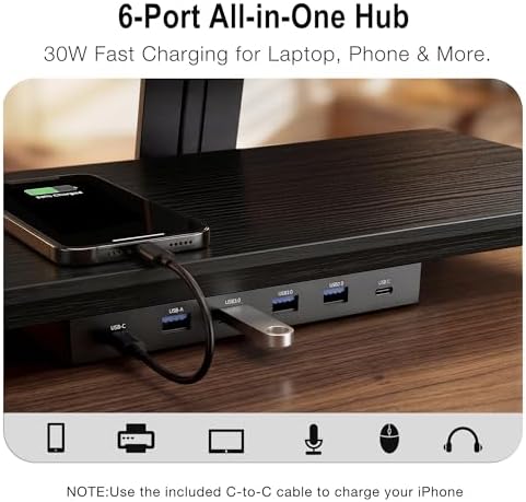 Dual Monitor Stand Riser for Large Office Desk Organization, Black - Image 4