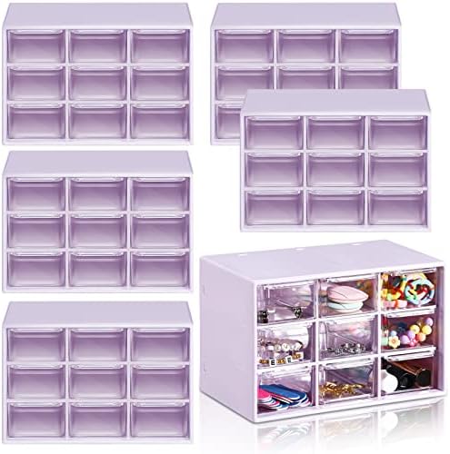 Amyhill 6 Pcs Mini Drawer Organizer Small Organizer with 9 Drawers Plastic Desktop Craft Storage Box for Office Home Room Jewelry Cosmetics Collection(Purple) by Amyhill