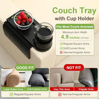 Couch Cup Holder with Phone Stand, Couch Arm Tray for Armrests Over 4.9" - Image 2