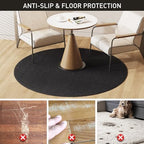 Black Plastic Floor Mat for Under Dining Table, 4ft Round No Slip Waterproof Vinyl Area Rug for Home, Anti-Spill Hard Floor Protector Cover for Living Room, Splat Mat for Under High Chair - Image 4