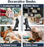 Decorative Bookends, Art Book Ends for Heavy Books, Heavy Bookends for Shelves, Vintage Non-Slip Base Book Holder, Resin Book Stopper for Home Office Decor (Black Gorilla) - Image 4