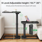 Kitstorack TV Tray Table, Adjustable Height & Rounded Metal Corners, Snack Table for Couch, Sofa, Bed, Chair, Living Room, C Shaped End Side Table for Eating, Dinner or Laptop, Small Spaces, Black - Image 5