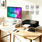 Acrylic Monitor Stand Riser L14" x H5" | Multi-Purpose Desk Organizer for Monitor & Laptop, Compatible with PC, Apple Studio Display and Printer, Ideal for Home Workspaces & Office Desks (Transparent) - Image 4