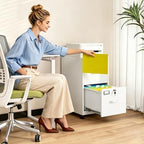 BYNSOE 2 Drawers File Cabinet with Lock Metal Vertical File Cabient with Wheels Mobile File Cabinet for Office Home Legal/Letter/a4 Size Require Assembly - Image 2