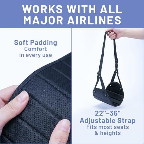 BASIC CONCEPTS Airplane Adjustable Foot Hammock (2 Pack), Perfect or Office Footrest to Relax Your Feet (Memory Foam) - for Travel Accessories, Desk Hammock, Comfy Hanger - Image 6