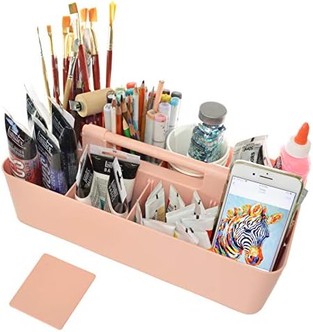 Portable Caddy Organizer - Stackable Plastic Caddy with Handle | Desk, Makeup, Dorm Caddy, Classroom Art Organizers (Made In Usa) (Mint/Pink/Lavender/Ivory) - Image 4