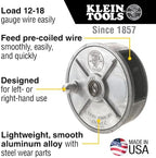 Klein Tools 27400 Tie wire Reel, Made in USA, Lightweight Aluminum, Left Handed and Right Handed with Rewind Knob - Image 2
