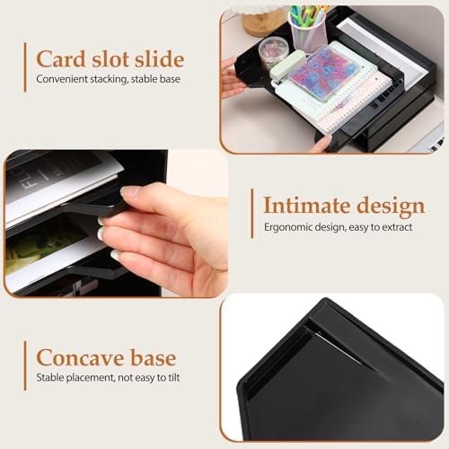 DoubleFill 6 Pcs Stackable Letter Tray Plastic Paper Tray, Black - Image 4