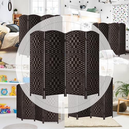 HALLYBEE Short Room Divider Folding Privacy Screens,4 Panel Dark Mocha - Image 7