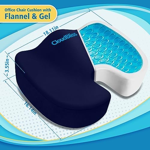 CloudBliss Gel Memory Foam Seat Cushion for Long Sitting, X-Large, Blue - Image 2