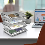 Acrimet Facility 4 Tier Letter Tray, Side Load, Letter Size/A4, Desktop File Organizer, Plastic (Clear Gray) - Image 3