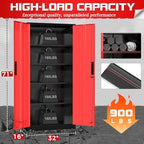 Superday 71" Lockable Steel Storage Cabinet, Locking Metal Storage Cabinets, Tall Black Red Cabinet with 2 Doors and 4 Adjustable Shelves for Garage, Home Office, Classroom, File, Easy Assemble - Image 3
