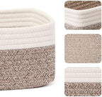 MiniArk Small Storage Baskets for Organizing | Closet Organizer Bins | Shelf Toy Basket | Woven Rope Baskets | Cube Decorative Box | Shallow Basket | 11.5x7.5x4.7” | 4 Packs White Brown - Image 2