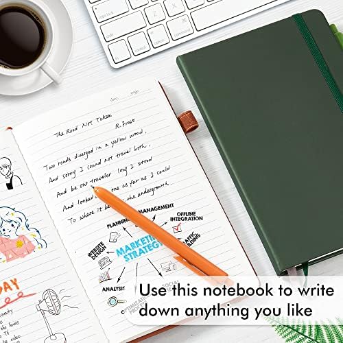 feela Journal Notebook Bulk for School, Hardcover Business Classic Ruled Lined Journals with Pen Holder for Work Office Journaling, with 5 Black Pens, 120 GSM, 5.1”x8.3”, 5 Pack, A5, Vintage Colors - Image 4