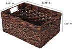 KINGWILLOW Rectangular Woven Storage Basket, Brown With Inside Handles - Image 4