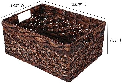 KINGWILLOW Rectangular Woven Storage Basket, Brown With Inside Handles - Image 4